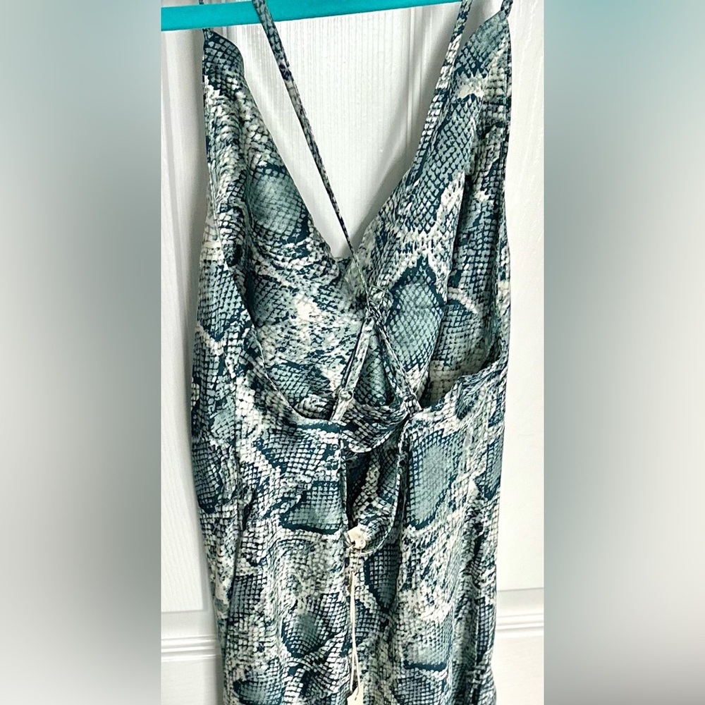 ‼️RARE‼️🎸LOVESTITCH🎸🔥NWT🔥Python Cowl Neck Midi Slip Dress in Green—S - Picture 10 of 14